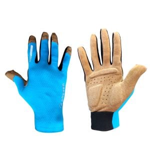 LUVA CICLISTA FECHADA HITECH AZUL AGUA/MARROM GEL TAM G